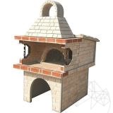 Grill + Integrierter Backofen Mediteraneo (Holzkohle/Holz, 208x120x155 cm, 1200 kg, Rhodos Naturstein, Ziegel)