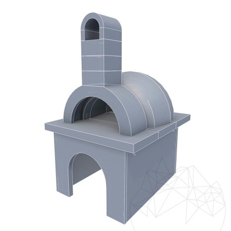 Backofen Gradina Mediteraneo (Holzkohle/Holz, 170 x 120 x 145 cm, 950 kg, Rhodos-Naturstein, Ziegel)