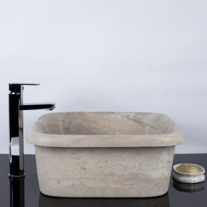 Waschbecken Arco Latte Travertin KS-025 SCAS2 47 x 47 x 19 cm