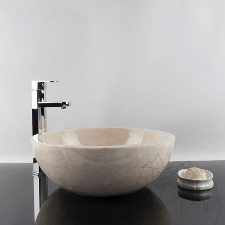 Waschbecken im Badezimmer - Hellbeige Marmor RS-5, 42 x 15 cm