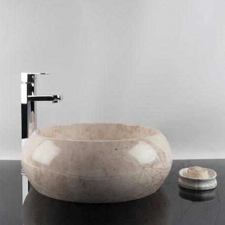 Waschbecken im Badezimmer - Cappuccino Marmor RS-21, 42 x 15 cm