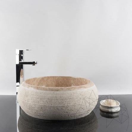 Waschbecken für das Badezimmer - Marmor Light Emperador RS-24, 41 x 33,5 cm