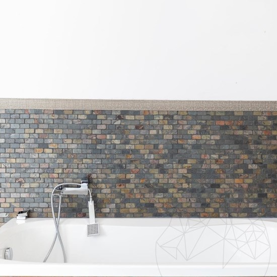 Multicolour Getrommelter Schiefer Mosaik 3 x 6 cm