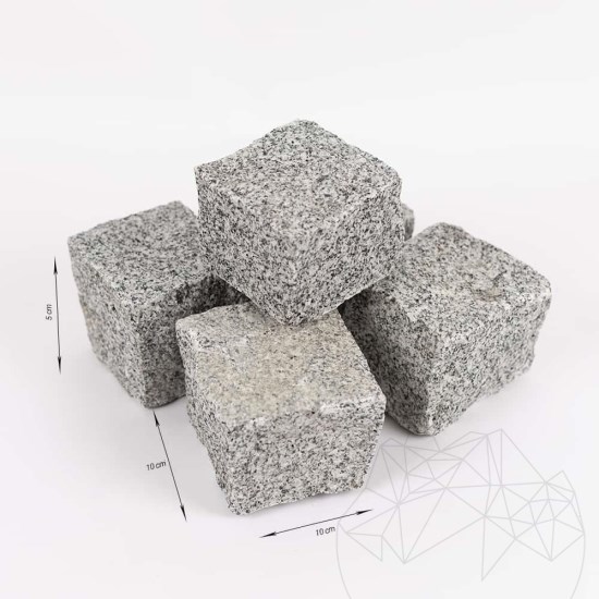Bianco Sardo Splitface Granit-Kopfsteinpflaster 10 x 10 x 5 cm