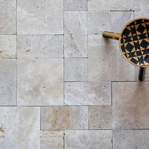 Travertin Classic Cross Cut Antik/Getrommelt Mini Römischer Verband 3 cm