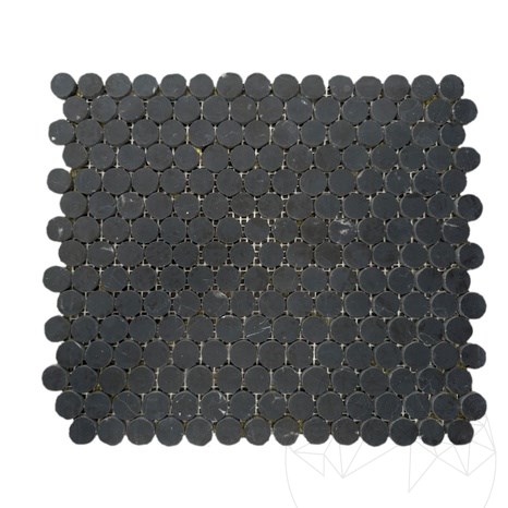 Polierter Marmor Nero Marquina Penny Mosaik 30,5 x 28 cm