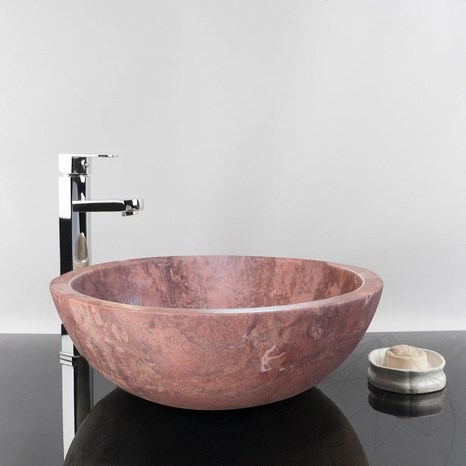 Waschbecken für Badezimmer - Opiumroter Travertin RS-5, 42 x 15 cm