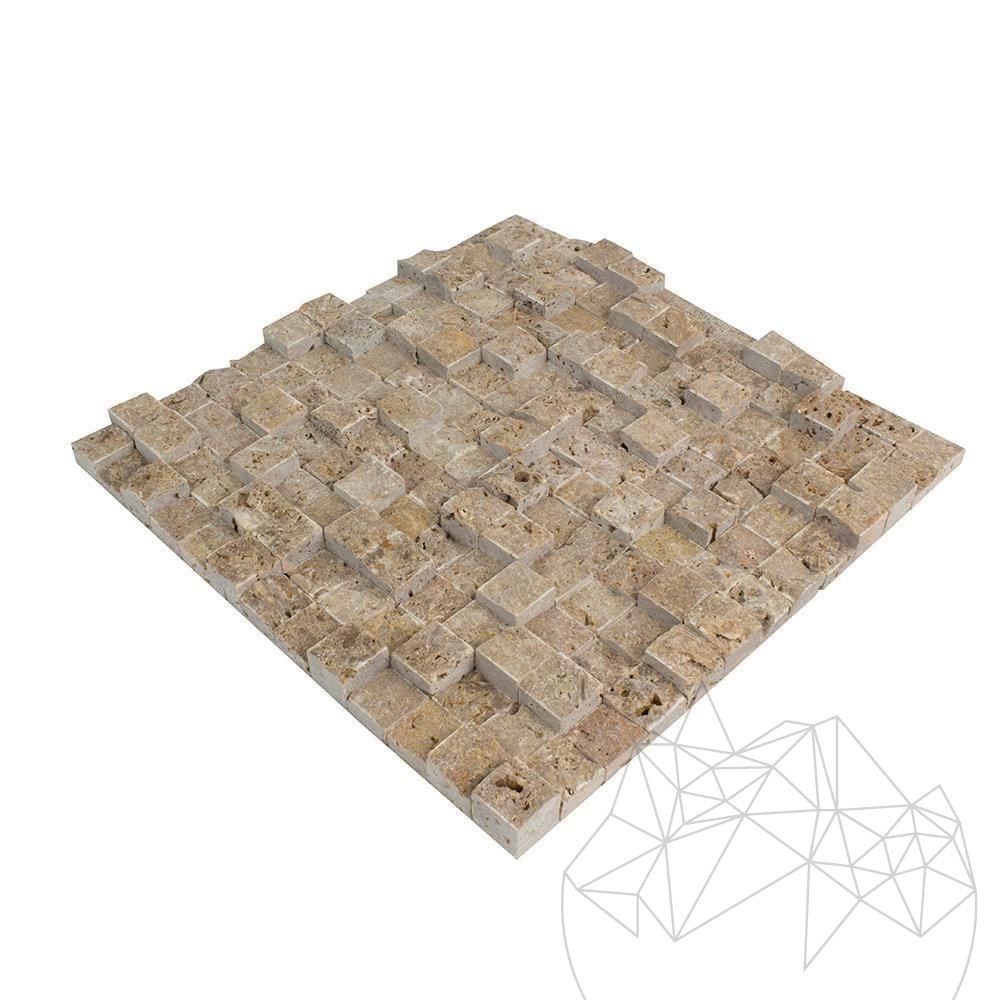 Travertin Naturstein Mosaik Matte - 3D Splitface Noce Für Wand & Bad
