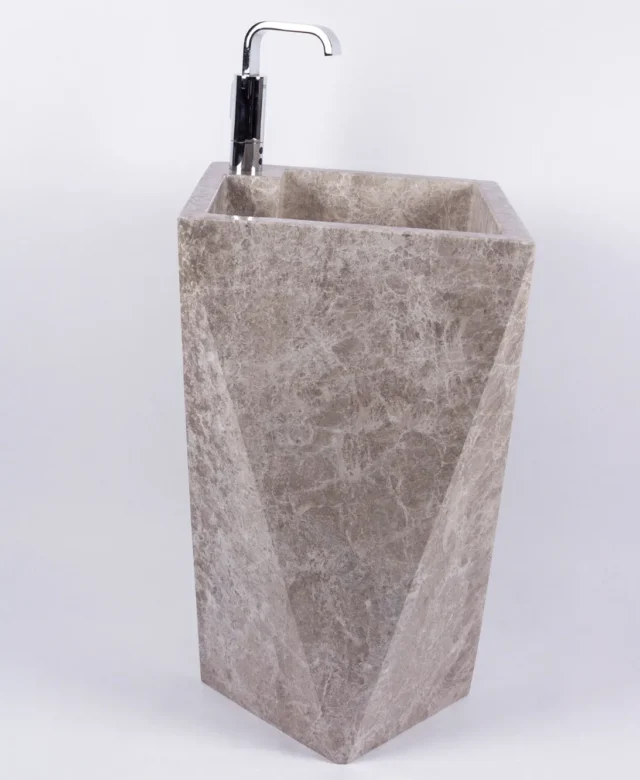 Waschbecken für Badezimmer - Tao Tundra Grau Marmor 45 x 82 cm