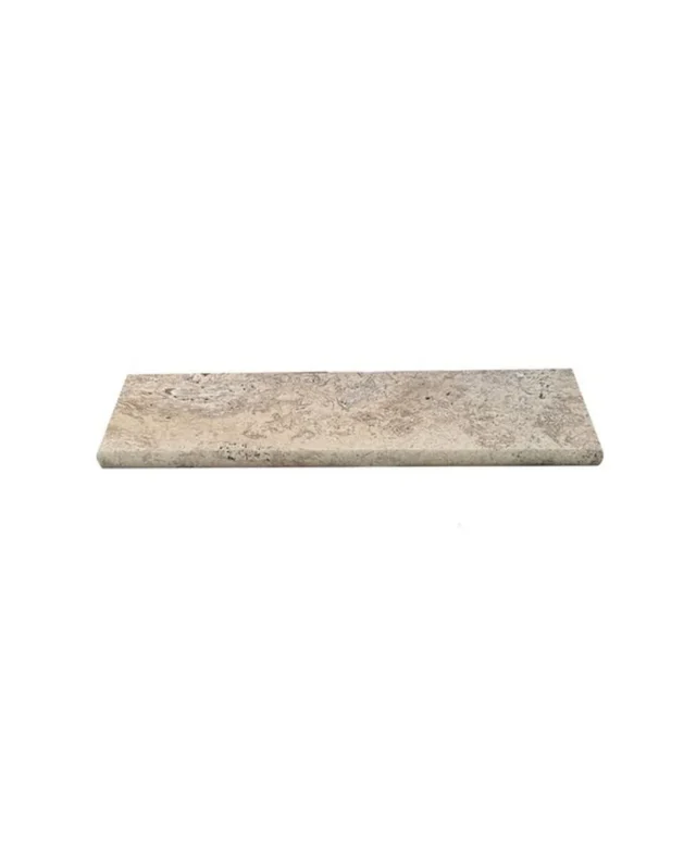 Latte Travertin Randstein, Antik Finish Cross Cut, 3 x 15 x 61 cm