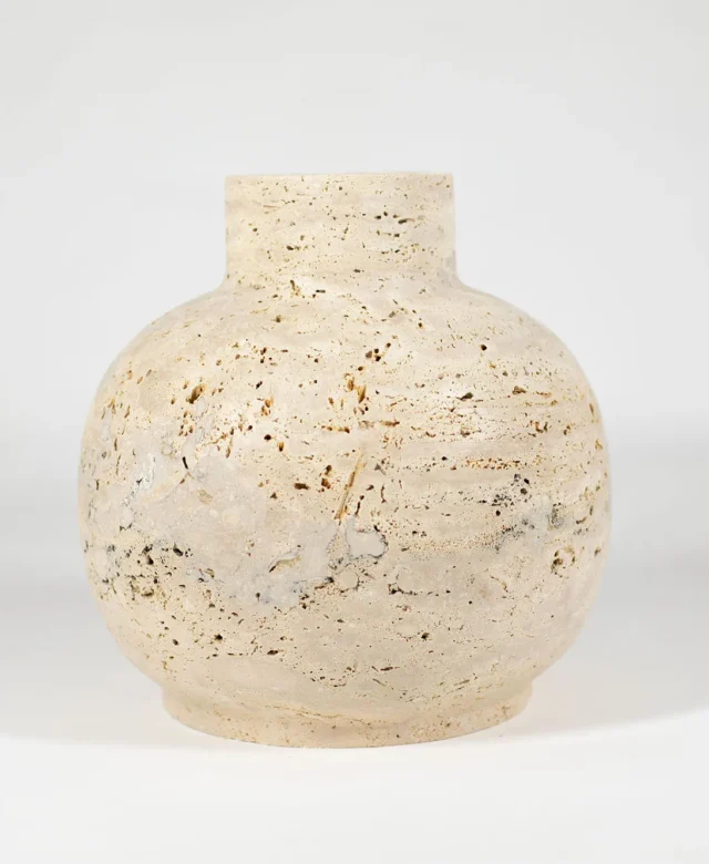 Venetia Classic Riven Travertin Vase 30 x 30 x 30 cm