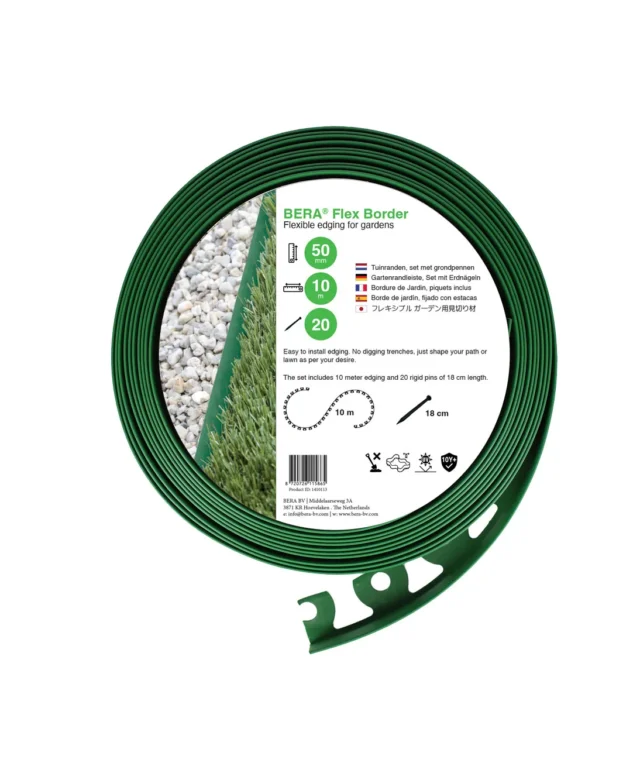BERA – Flex Border Grün, Set 10 m, Höhe 5 cm (inkl. 20 Stifte)